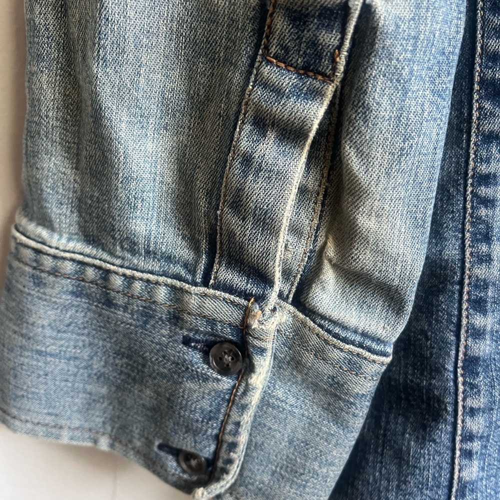 Gap Vintage Y2K Denim Shacket Blue Jean Jacket Faded Thrash Grunge Preppy Rodeo - Picture 9 of 9